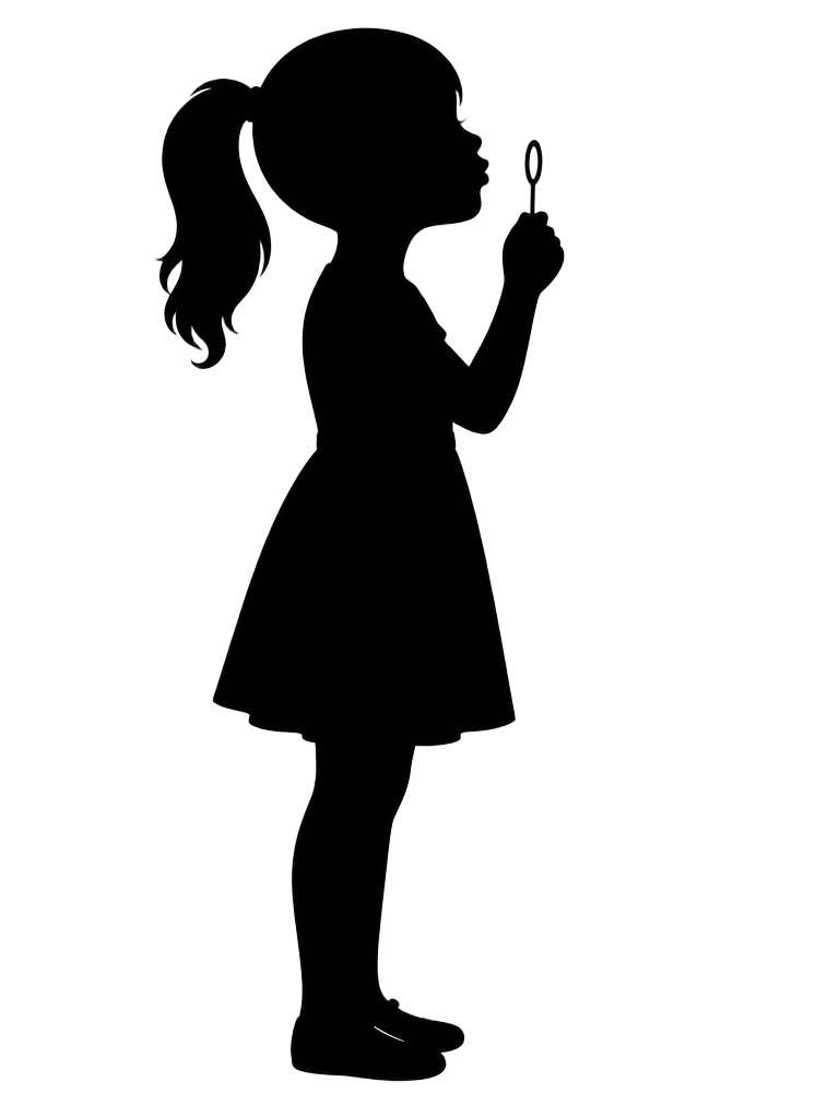 Silhouette of a girl blowing bubbles